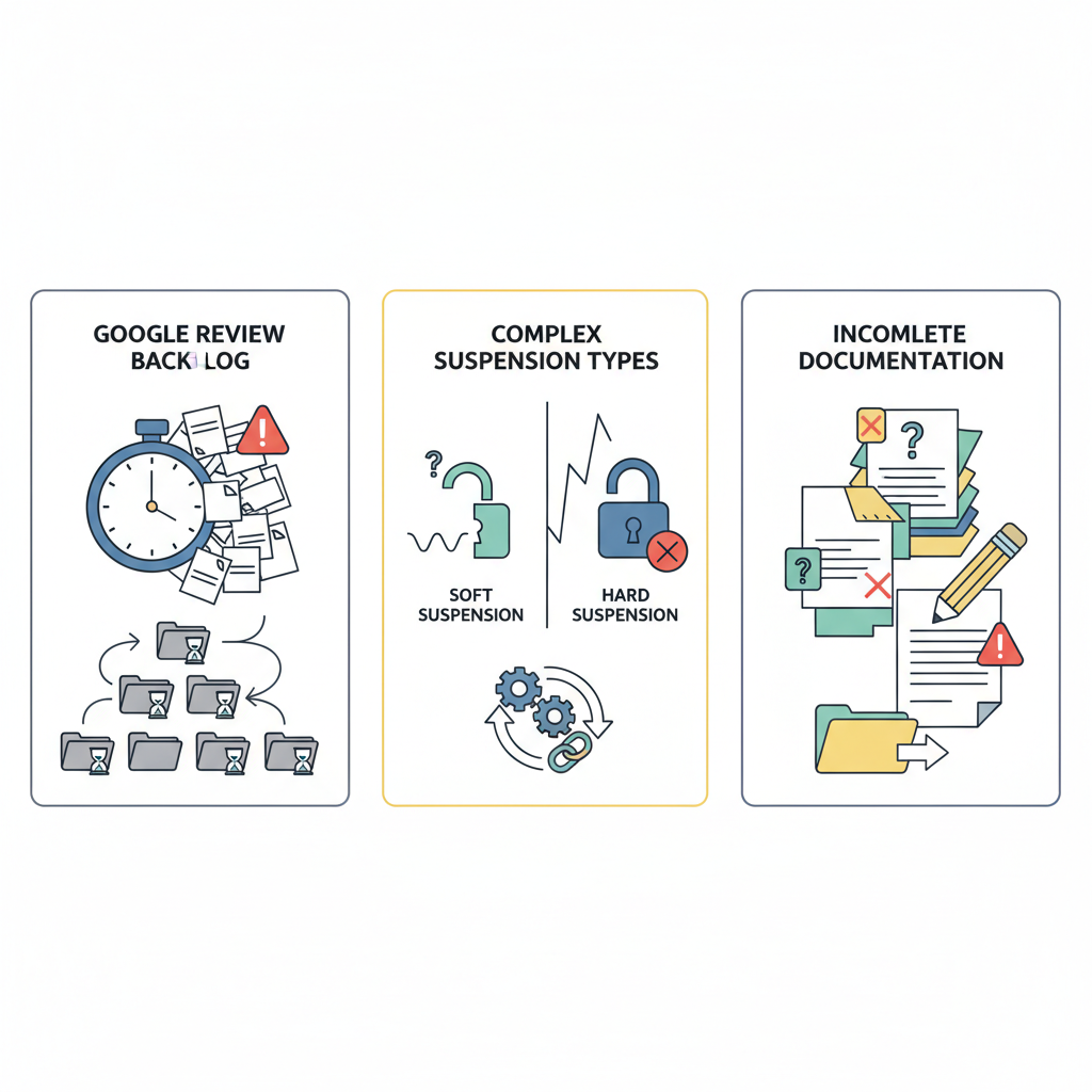 Understanding Google's review backlog and suspension types